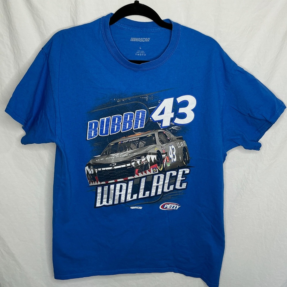 NASCAR Bubba Wallace‎ T-shirt Men's L Blue #43 Richard Petty Motorsports Racing